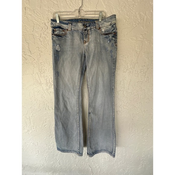 American Eagle Light Wash Distressed Bootcut Jeans - Size 10 - Picture 1 of 9